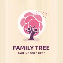 Heartwarming Pink Family Tree Symbolizing Togetherness Logo Template