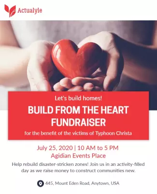 Heartwarming Red Fundraiser for Typhoon Relief Poster Template