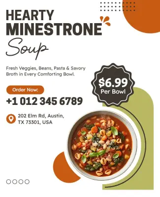 Hearty Minestrone Soup Promotion Flyer Template