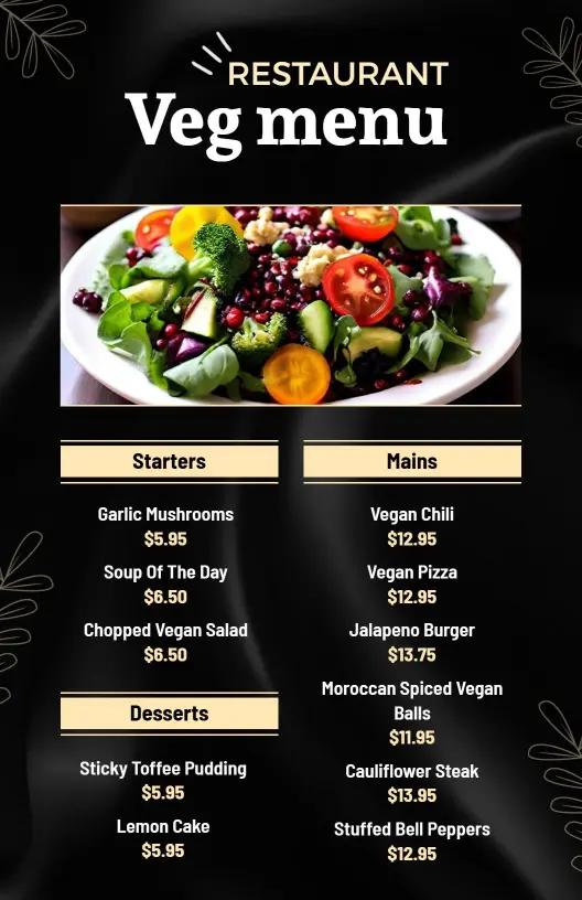 Hearty Vegan Chili with Jalapeno Burger Veg Menu Template