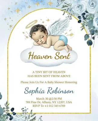 Heaven Sent Baby Shower Invitation Flyer Template