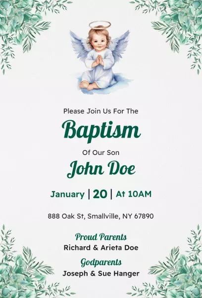 Heavenly Angelic Baptism Celebration Spiritual Invitation Template