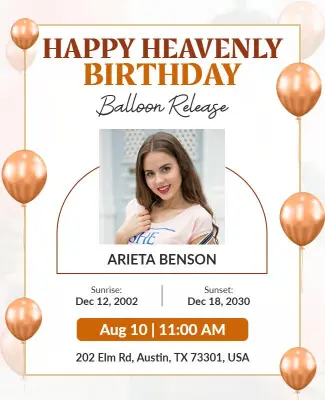 Heavenly Birthday Balloon Release Memorial Flyer Template