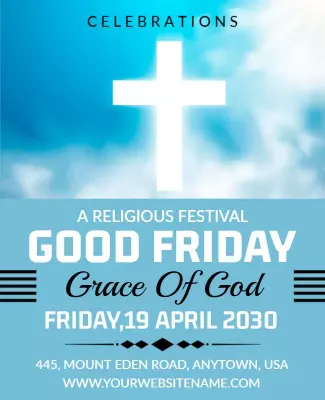 Heavenly Blue Religious Festival Good Friday Celebration Poster Template