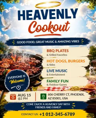 Heavenly Cookout Event Flyer Template
