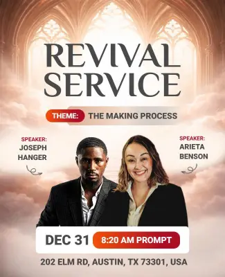 Heavenly Inspired Revival Service Faith Gathering Flyer Template