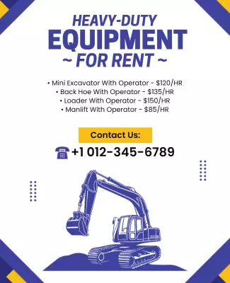 Heavy-Duty Equipment Rental Service Information Poster Template