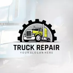 Heavy-Duty Yellow and Black Truck Repair Services Logo Template