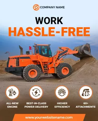 Heavy Machinery Construction Equipment Advertisement Flyer Template