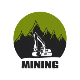 Heavy Machinery Working in Nature for Mining Industry Logo Template