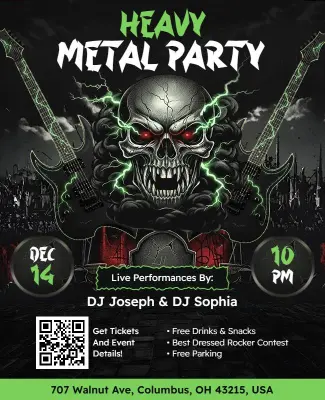 Heavy Metal Music Party Flyer Template