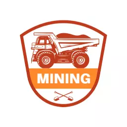 Heavy Orange Mining Dumper Truck Design in Logo Template