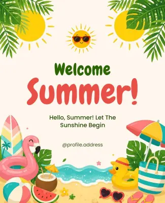 Hello Summer Greetings Poster Template