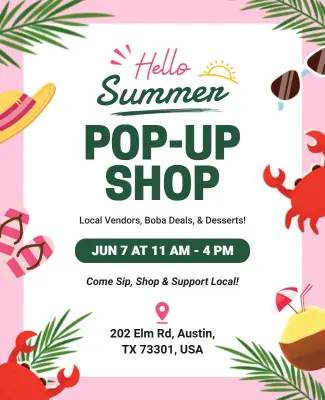 Hello Summer Pop-up Shop Event Flyer Template