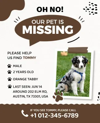 Help Find Missing Pet Poster Template
