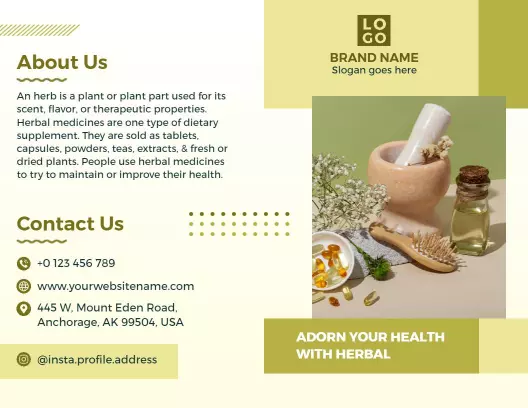 Herbal Supplements Personalized Health Care Brochure Template