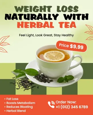 Herbal Tea Weight Loss Promotion Flyer Template