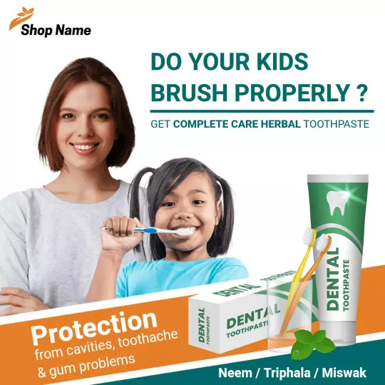 Herbal Toothpaste for Kids' Complete Dental Care Ad Template