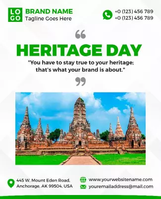 Modern Green Heritage Day Celebration Flyer Template