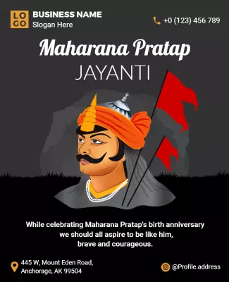 Heroic Illustration for Maharana Pratap Jayanti Poster Template