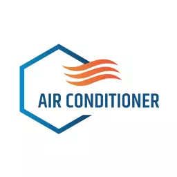 Hexagon Shape with Blue and Orange Air Conditioner HVAC Logo Template