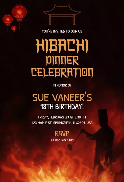 Hibachi Dinner Celebration 18th Birthday Invitation Template