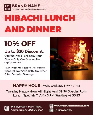 Hibachi Restaurant Discount Promotion Flyer Template