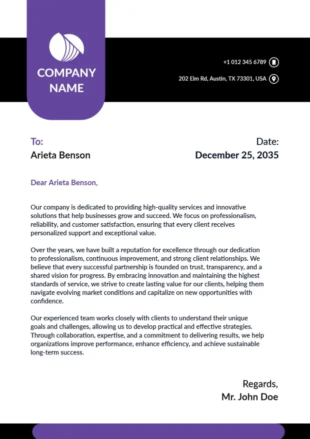 High-Quality Solutions Company Letterhead Template