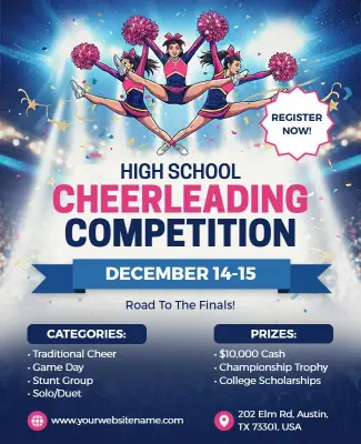 High School Cheerleading Competition Event Flyer Template