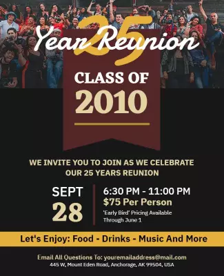 Classic Bold Reunion Celebration for Class of 2010 Flyer Template
