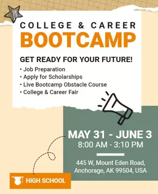 High School College and Career Bootcamp Flyer Template