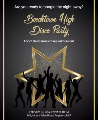 High School Disco Dance Party Flyer Template