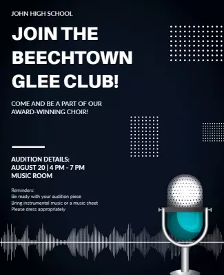 High School Glee Club Audition Flyer Template