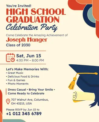 High School Graduation Celebration Party Flyer Template