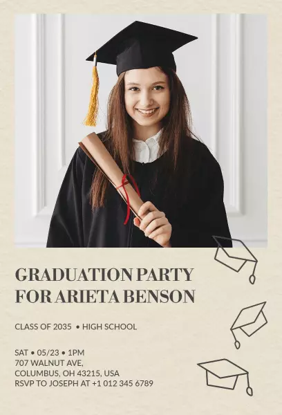 High School Graduation Celebration Photo Invitation Template