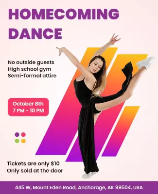 Dynamic Colorful Homecoming Dance Celebration Flyer Template