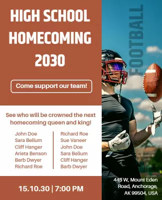 High School Homecoming Football Event Flyer Template