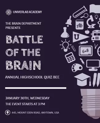 High School Quiz Bee Competition Flyer Template