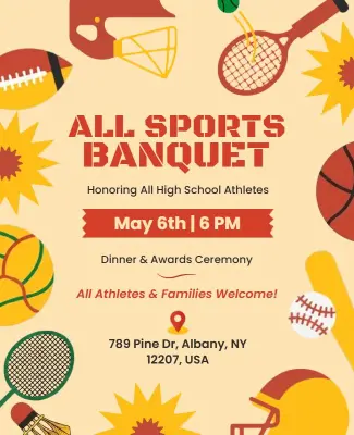 High School Sports Banquet Announcement Poster Template
