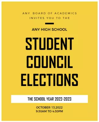 Bold Yellow Student Council Elections Announcement Flyer Template