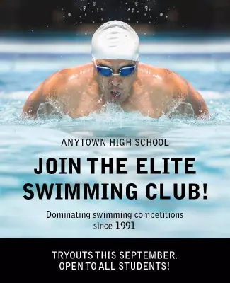 High School Swimming Club Tryouts Flyer Template