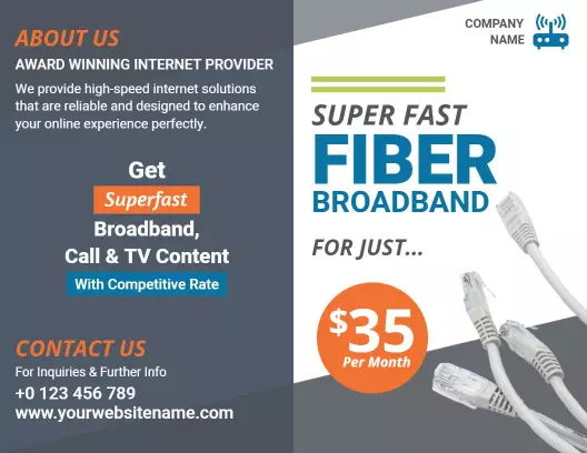 High-Speed Fiber Broadband Internet Services Bi Fold Brochure Template
