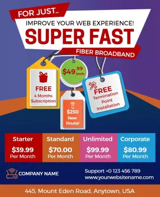 High Speed Fiber Broadband Services Flyer Template