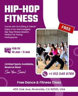 Hip-Hop Fitness Dance Class Flyer Template