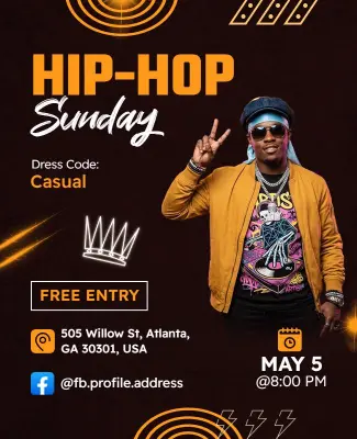 Hip Hop Music Event Sunday Flyer Template