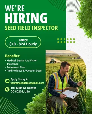 Hiring Notice for Seed Field Inspector Poster Template