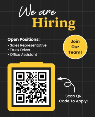 Hiring Recruitment Drive with QR Code Flyer Template