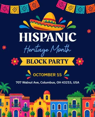 Hispanic Heritage Month Block Party Poster Template