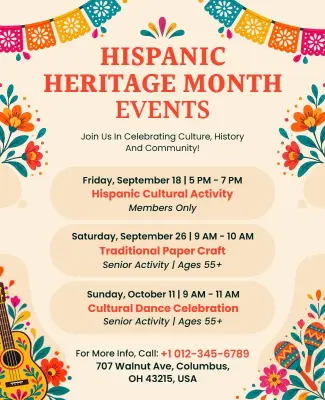 Hispanic Heritage Month Events Flyer Template