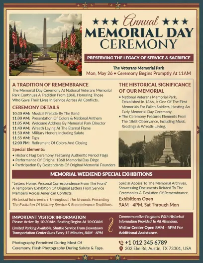 Historic Memorial Site Ceremony Flyer Template